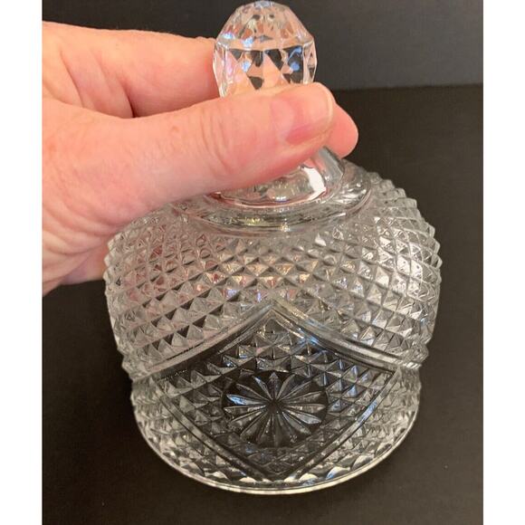 Vintage Heavy Pressed Glass Butter Cover Lid Dome 3 3/4"d x 4 3/4"h - Picture 2 of 9